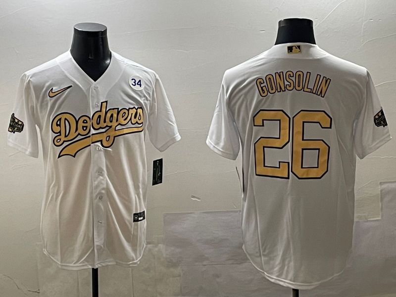 Men Los Angeles Dodgers 26 Gonsolin White All star Game 2025 Nike MLB Jersey style 1